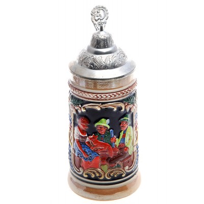 Пивная кружка. Фаянс, рельеф, металл, ручная работа. Gerzit Gerz, Германия, 1970-е гг.