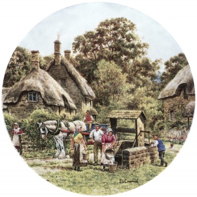 Декоративная тарелка настенная "Хорошо в деревне", сельский пейзаж Джон Чапман, фарфор Royal Doulton, Великобритания, винтаж, 1980-е гг.