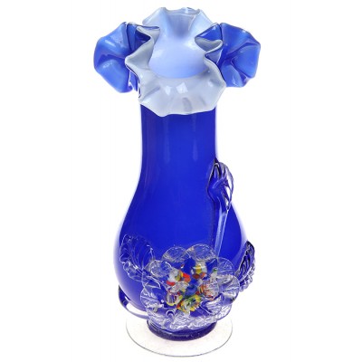 Murano. Ваза "Цветок на синем". Муранское стекло, ручная работа. Высота 19 см. Murano, Италия (Венеция), 1960-е гг Murano. Ваза "Цветок на синем". Муранское стекло, ручная работа. Высота 19 см. Murano, Италия (Венеция), 1960-е гг