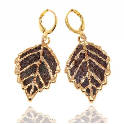 Серьги "Лист фиалки". Натуральный листок фиалки, медь, патина, золочение 21 К, ручная работа. Laroya, Россия Серьги "Лист фиалки". Натуральный листок фиалки, медь, патина, золочение 21 К, ручная работа. Laroya, Россия