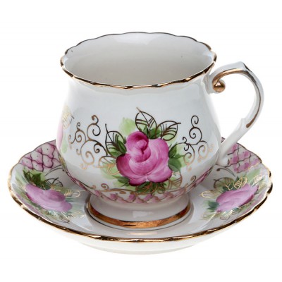 Чайная пара "Чайная роза". Кузнецовский фарфор, роспись, золочение. Россия Чайная пара "Чайная роза". Кузнецовский фарфор, роспись, золочение. Россия