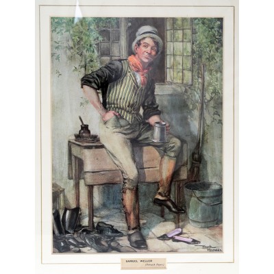 Франк Рейнольдс "Сэмюель Уэллер", гравюра в паспарту. Деревянная рамка, стекло. Великобритания, начало ХХ века