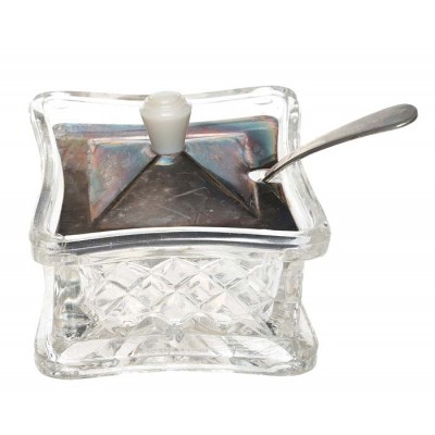 Вазочка для сервировки закусок. Металл, стекло, серебрение. Queen Anne, Великобритания, середина ХХ века