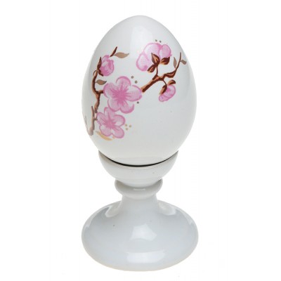 Яйцо пасхальное  на ножке "Весна". Фарфор, деколь, ручная работа. Россия