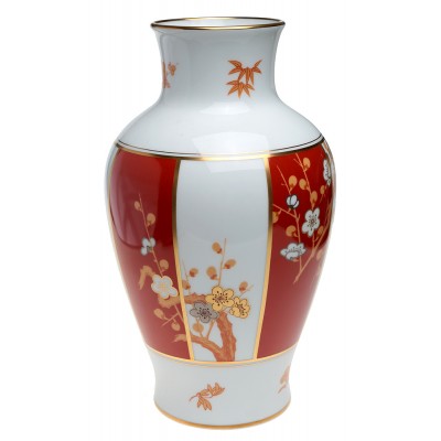 Ваза интерьерная "Сакура". Фарфор, деколь, золочение. Высота 28 см. Franklin Mint, Япония, 1978 год Ваза интерьерная "Сакура". Фарфор, деколь, золочение. Высота 28 см. Franklin Mint, Япония, 1978 год