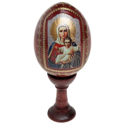Яйцо пасхальное на подставке. Дерево, деколь с подрисовкой, золочение, лак. Россия Яйцо пасхальное на подставке. Дерево, деколь с подрисовкой, золочение, лак. Россия