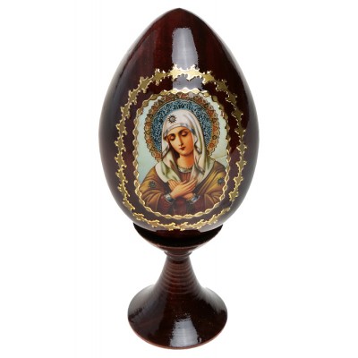 Яйцо пасхальное на подставке. Дерево, деколь с подрисовкой, золочение, лак. Россия Яйцо пасхальное на подставке. Дерево, деколь с подрисовкой, золочение, лак. Россия