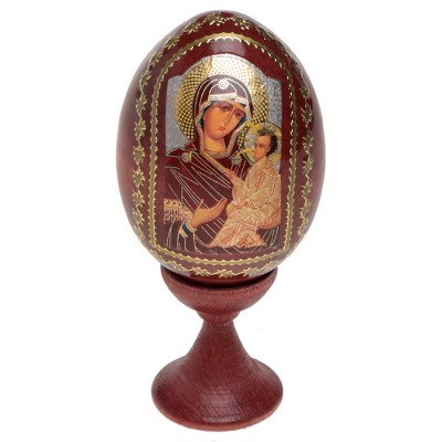 Яйцо пасхальное на подставке. Дерево, деколь с подрисовкой, золочение, лак. Россия Яйцо пасхальное на подставке. Дерево, деколь с подрисовкой, золочение, лак. Россия