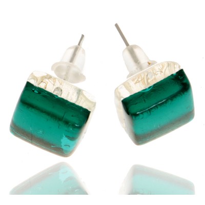 Серьги-пусеты "Лазурный берег". Муранское стекло, бижутерный сплав серебряного тона, ручная работа. Murano, Италия (Венеция) Серьги-пусеты "Лазурный берег". Муранское стекло, бижутерный сплав серебряного тона, ручная работа. Murano, Италия (Венеция)