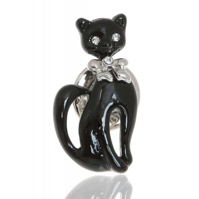 Брошь "Черная кошка". Прозрачные стразы, эмаль черного цвета, гипоаллергенный ювелирный сплав. Lisa Lone, Испания Брошь "Черная кошка". Прозрачные стразы, эмаль черного цвета, гипоаллергенный ювелирный сплав. Lisa Lone, Испания