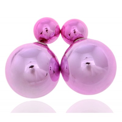 Серьги-шары "Шарлиз". Бусины розового цвета, бижутерный сплав серебряного тона. Arrina, Гонконг