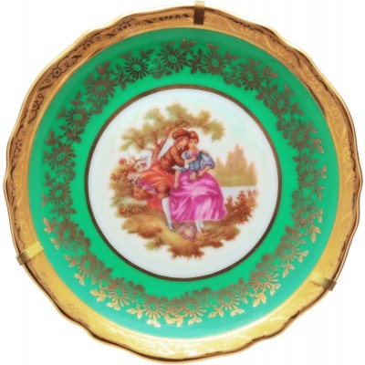 Limoges. Тарелочка миниатюрная  на подставке. Фарфор, деколь, золочение. Limoges, Франция, вторая половина ХХ века