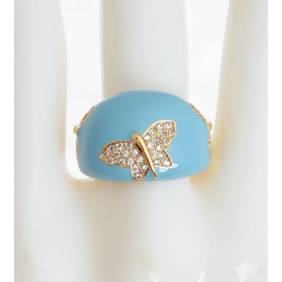 Кольцо "Золотые бабочки". Циркон, эмаль, гипоаллергенный ювелирный сплав, позолота 24K. Nina Ford, Испания