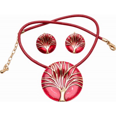 Комплект "Эвридика": кулон на шнурке и серьги от D.Mari. Ювелирный акрил, искусственная кожа, , бижутерый сплав золотого тона. Гонконг Комплект "Эвридика": кулон на шнурке и серьги от D.Mari. Ювелирный акрил, искусственная кожа, , бижутерый сплав золотого тона. Гонконг