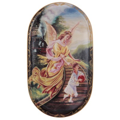 Уолтер Вайсман "Любящий эскорт", декоративная тарелка. Фарфор, деколь, золочение. Annaburg, Германия, 1996 год Уолтер Вайсман "Любящий эскорт", декоративная тарелка. Фарфор, деколь, золочение. Annaburg, Германия, 1996 год