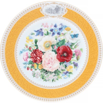 "Букет Энн-де-Бретань", декоративная тарелка. Фарфор, деколь, золочение. Limoges, Франция, 1993 год "Букет Энн-де-Бретань", декоративная тарелка. Фарфор, деколь, золочение. Limoges, Франция, 1993 год
