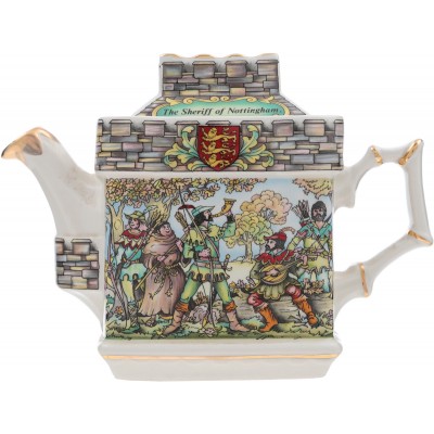 Чайник заварочный коллекционный "Робин Гуд". Фарфор, деколь, золочение. Sadler, Великобритания, 1980-е гг. Чайник заварочный коллекционный "Робин Гуд". Фарфор, деколь, золочение. Sadler, Великобритания, 1980-е гг.