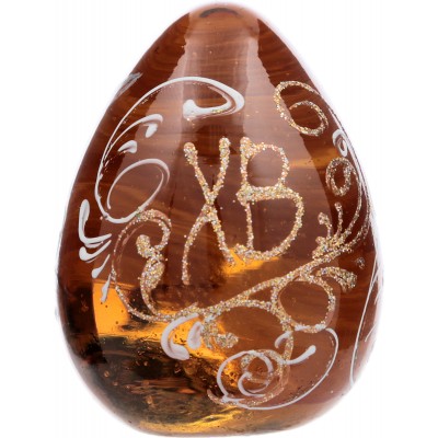 Яйцо пасхальное, авторская работа. Стекло янтарного цвета, ручная роспись. Россия