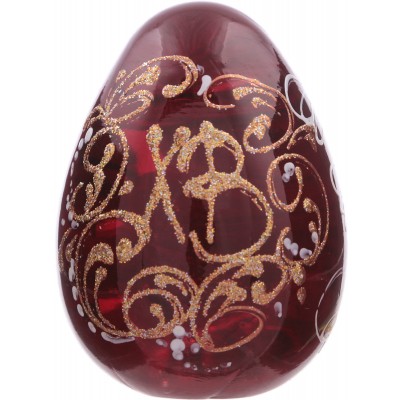 Яйцо пасхальное, авторская работа. Стекло красного цвета, ручная роспись. Россия