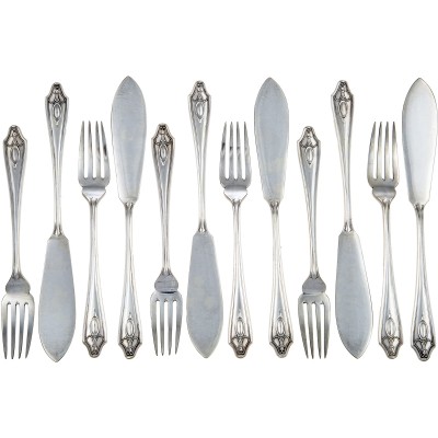 Набор вилок и ножей для рыбы, 12 предметов. Металл, серебрение. Roberts Belk, Великобритания, вторая половина ХХ века