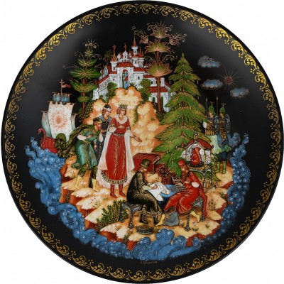 Галина Жирякова "Чудо - белка", коллекционная декоративная тарелка. Фарфор, роспись, золочение. Былинный фарфор, Россия, 1991 год Галина Жирякова "Чудо - белка", коллекционная декоративная тарелка. Фарфор, роспись, золочение. Былинный фарфор, Россия, 1991 год