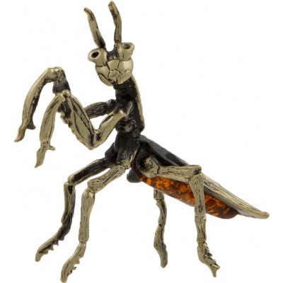 Сувенир миниатюрный "Богомол". Янтарь, латунь. Россия, Калининград Сувенир миниатюрный "Богомол". Янтарь, латунь. Россия, Калининград
