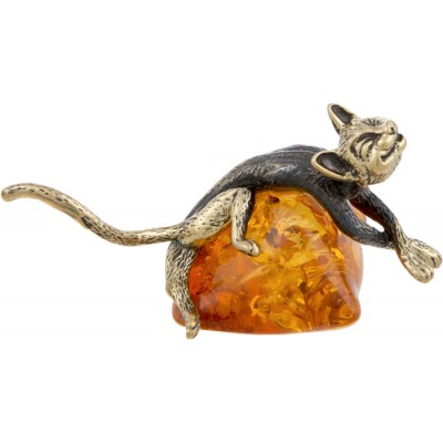 Сувенир миниатюрный "Кот на подушке". Янтарь, латунь. Россия, Калининград Сувенир миниатюрный "Кот на подушке". Янтарь, латунь. Россия, Калининград