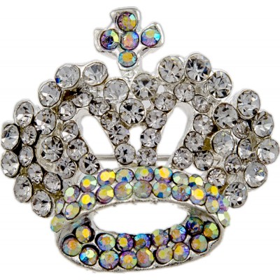 Брошь "Алмазная корона" от D.Mari.  Кристаллы Aurora Borealis, бижутерный сплав серебряного тона. Гонконг