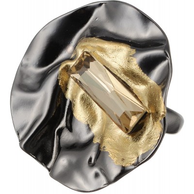 Кольцо коктейльное "Паола". Бижутерное стекло, гипоаллергенный бижутерный сплав золотого и графитового тона. Krikos, Испания