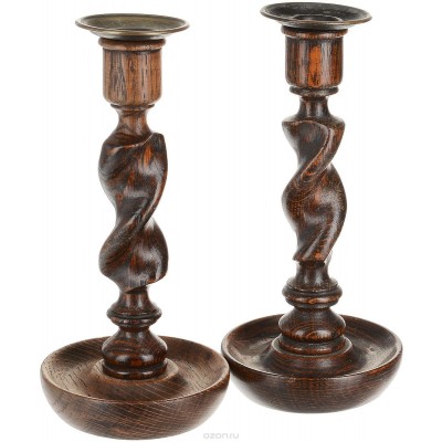 Подсвечники парные. Дерево (дуб), латунь, резьба. Высота 20 см. Западная Европа, 1930-е гг. Подсвечники парные. Дерево (дуб), латунь, резьба. Высота 20 см. Западная Европа, 1930-е гг.
