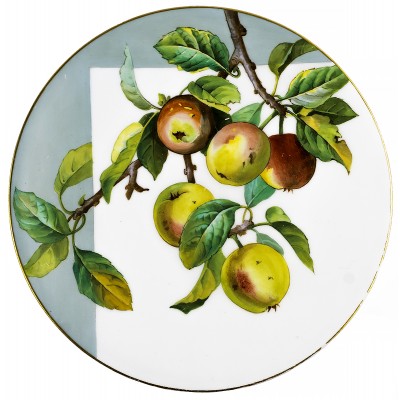 "Яблоня", декоративная тарелка. Фарфор, деколь, золочение. Франция (?), середина ХХ века "Яблоня", декоративная тарелка. Фарфор, деколь, золочение. Франция (?), середина ХХ века