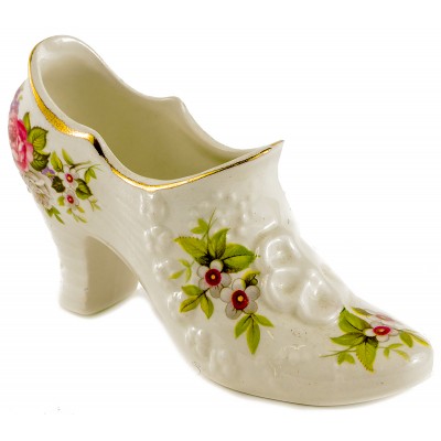 Башмачок декоративный "Гармония роз". Фарфор, деколь, золочение. Old Foley, Великобритания, 1960-е гг. Башмачок декоративный "Гармония роз". Фарфор, деколь, золочение. Old Foley, Великобритания, 1960-е гг.