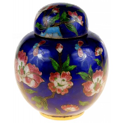 Чайница "Цветы и бабочки". Латунь, эмаль клуазоне. Китай, первая половина ХХ века