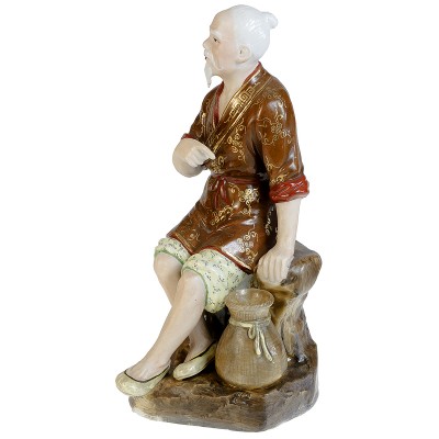 Статуэтка "Мужчина с мешком". Фарфор, роспись, золочение, глазуровка. Китай