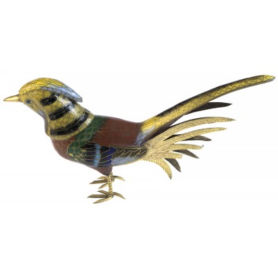 Статуэтка миниатюрная "Фазан". Латунь, эмаль клуазоне, ручная работа. Высота 10 см. Китай, 1940-е гг. Статуэтка миниатюрная "Фазан". Латунь, эмаль клуазоне, ручная работа. Высота 10 см. Китай, 1940-е гг.