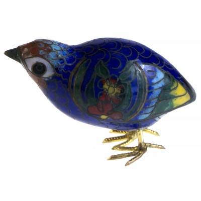 Статуэтка миниатюрная "Синяя птичка". Латунь, эмаль клуазоне, ручная работа. Высота 4 см. Китай, 1940-е гг. Статуэтка миниатюрная "Синяя птичка". Латунь, эмаль клуазоне, ручная работа. Высота 4 см. Китай, 1940-е гг.