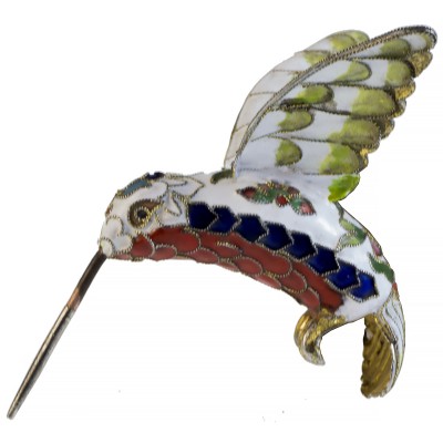 Статуэтка миниатюрная "Колибри". Металл, эмаль клуазоне, золочение, ручная работа. Высота 7,5 см. Китай, 1940-е гг. Статуэтка миниатюрная "Колибри". Металл, эмаль клуазоне, золочение, ручная работа. Высота 7,5 см. Китай, 1940-е гг.