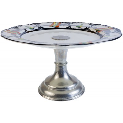 Менажница одноярусная "Регата", для пирожных или фруктов эпохи и стиля Арт Деко. Фарфор, роспись, металл. Bursley ware, Великобритания, 1930-е гг. Менажница одноярусная "Регата", для пирожных или фруктов эпохи и стиля Арт Деко. Фарфор, роспись, металл. Bursley ware, Великобритания, 1930-е гг.