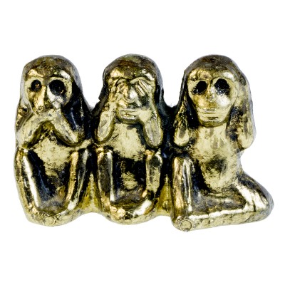 Статуэтка миниатюрная "Три обезьянки". Латунь. Высота 1,5 см. Великобритания, 1930-е гг.