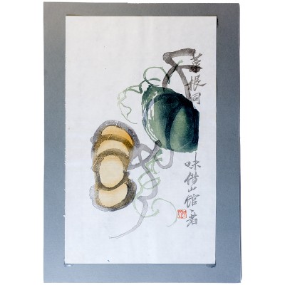 Ци Бай Ши. Плоды на ветке. Ксилография, акварель. Китай, середина XX века