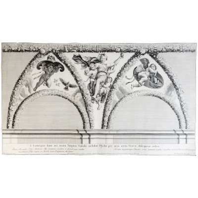 Психея несет сосуд для Венеры. Люнеты лоджии Психеи. Резцовая гравюра, офорт. Западная Европа, 1693 год Психея несет сосуд для Венеры. Люнеты лоджии Психеи. Резцовая гравюра, офорт. Западная Европа, 1693 год