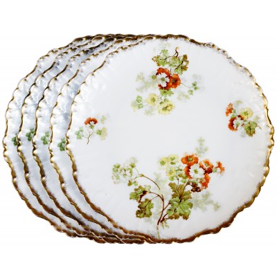 Комплект тарелок, 5 шт., Limoges, Франция, первая половина 20 века