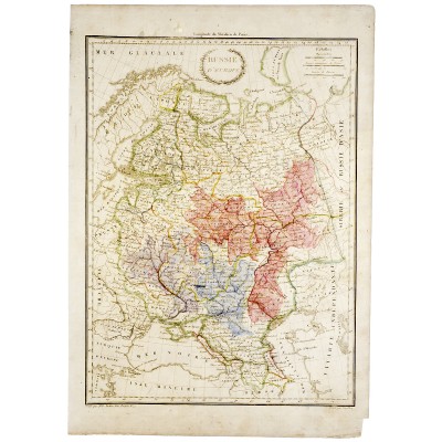 Карта европейской части России. Гравюра. Франция, 1812 год