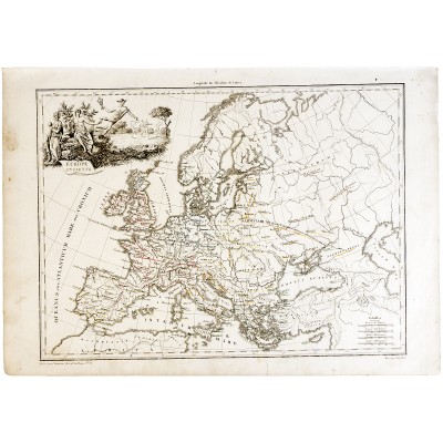 Карта Европы. Гравюра. Франция, 1812 год