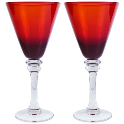 Пара бокалов для вина. Рубиновое стекло. Западная Европа, вторая половина 20 века