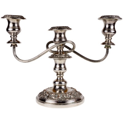 Подсвечник на 3 свечи. Медь, серебрение. Великобритания, середина 20 века