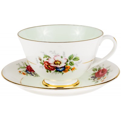 Чайная пара "Букет цветов". Фарфор, деколь, золочение. Hamilton, Великобритания, середина 20 века