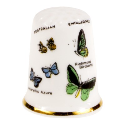 Наперсток коллекционный " Бабочки". Фарфор, деколь. Австралия, вторая половина 20 века.
