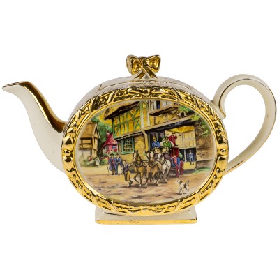 Чайник заварочный коллекционный "Карета" . Фаянс, деколь. Sadler, Великобритания, вторая половина 20 века