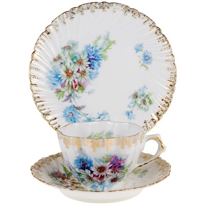 Чайное трио "Букет цветов". Английский фарфор. Великобритания, конец 19 века